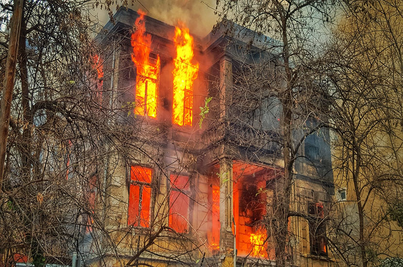 building is on fire
