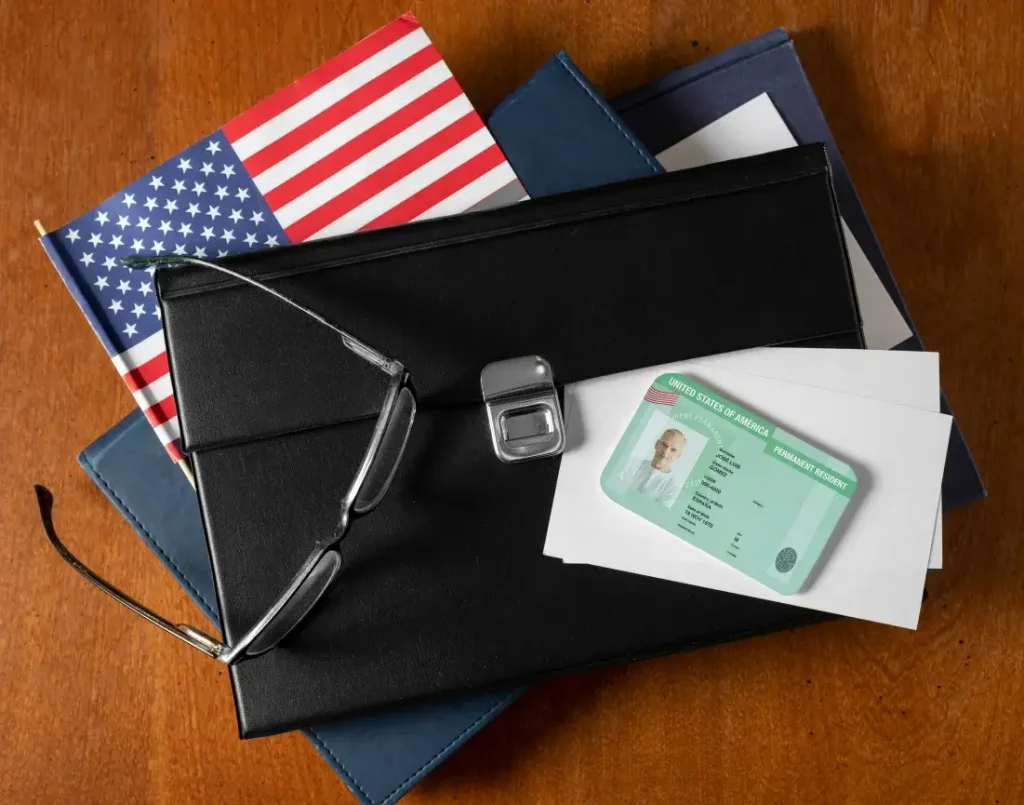 Green card symbolizing adjustment of status