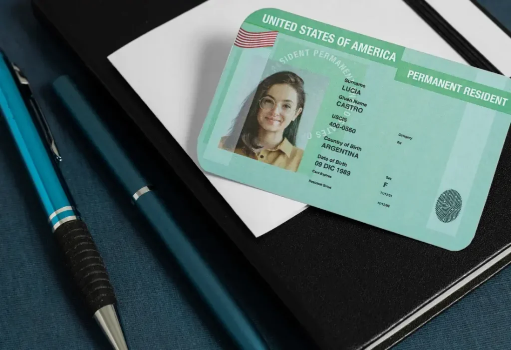 Top view united states green card
